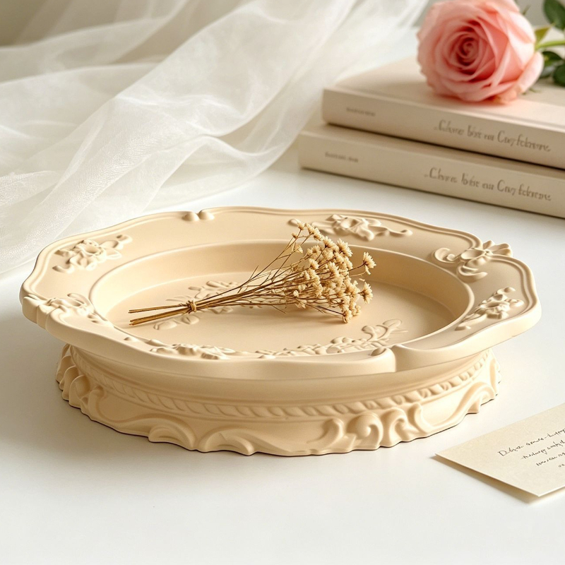 Soap Making Scents - Elegante Vintage Barock-Spitzen-Silikonform, Runde Ovale Relief-Form